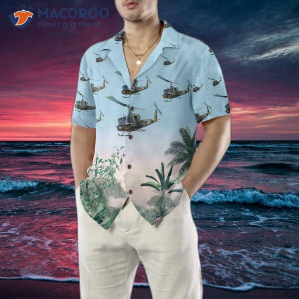 “us Army Helicopter Hawaiian Shirt: Tropical Shirt For “