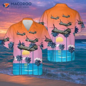 Us Marine Corps Boeing Vertol Ch-46e Sea Knight Buno 157683 Of Hmx-1 “the Nighthawks” Hawaiian Shirt