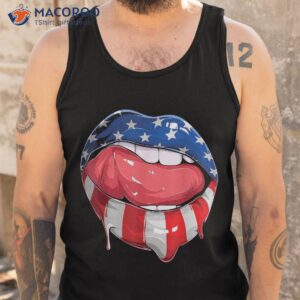 usa flag dripping lips 4th of july patriotic american shirt tank top