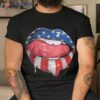 Usa Flag Dripping Lips 4th Of July Patriotic American Shirt
