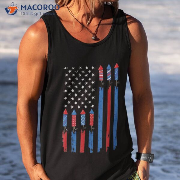 Usa Flag Fireworks Patriotic 4th Of July America For Shirt