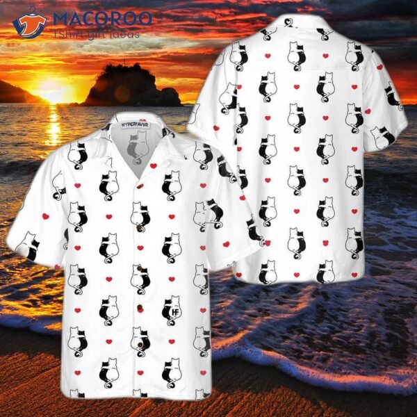 Valentine’s Heart Kitten Hawaiian Shirt, Day Shirt For Couples, Gift Ideas