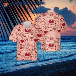 Valentine’s Love Lettering And Hearts Hawaiian Shirt