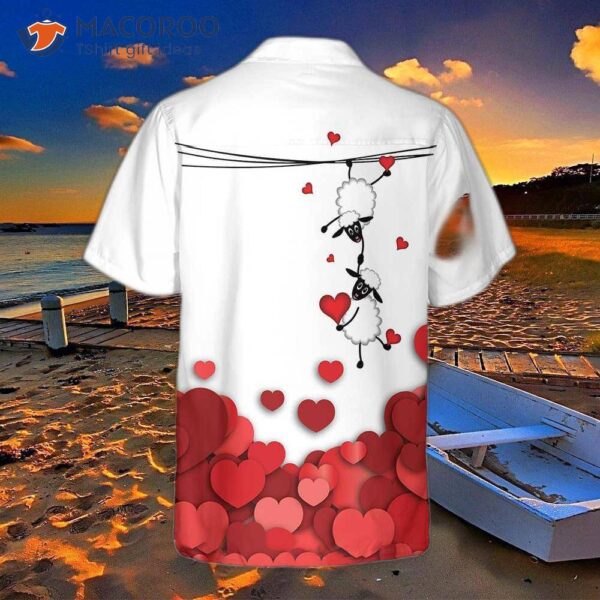 Valentine’s Sheep With Red Hearts Hawaiian Shirt, Day Shirt For Couples, Gift Ideas