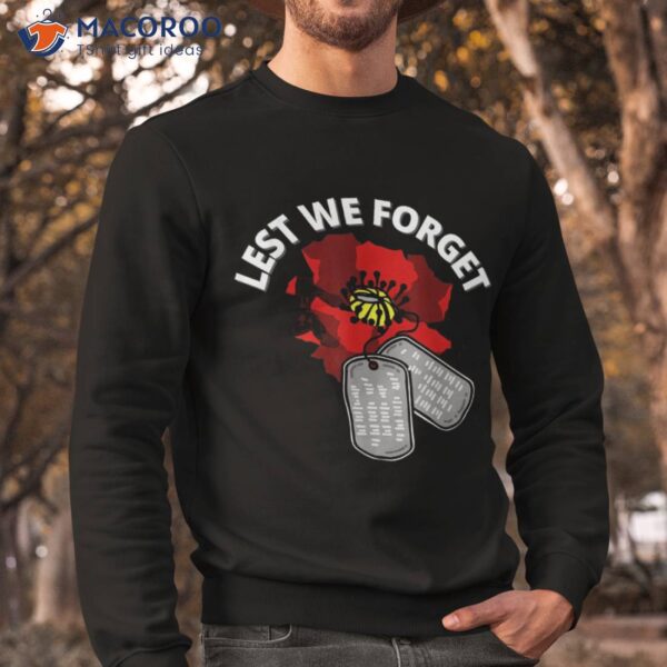 Veterans Day Lest We Forget Red Poppy Flower Usa Memorial Shirt