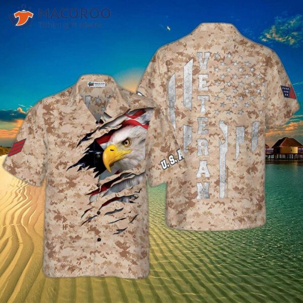 Veterans Proudly Wear Desert Marine Camouflage Hawaiian Shirts