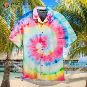 vibrant spiral tie dye hippie hawaiian shirts 1