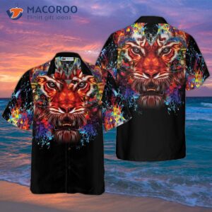 Vibrant Tiger Head Shirt For ‘s Hawaiian