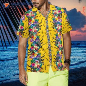 vibrant tropical gun and bullet hawaiian shirt 2