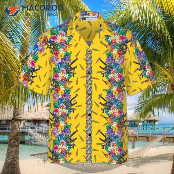 Vibrant Tropical Gun And Bullet Hawaiian Shirt