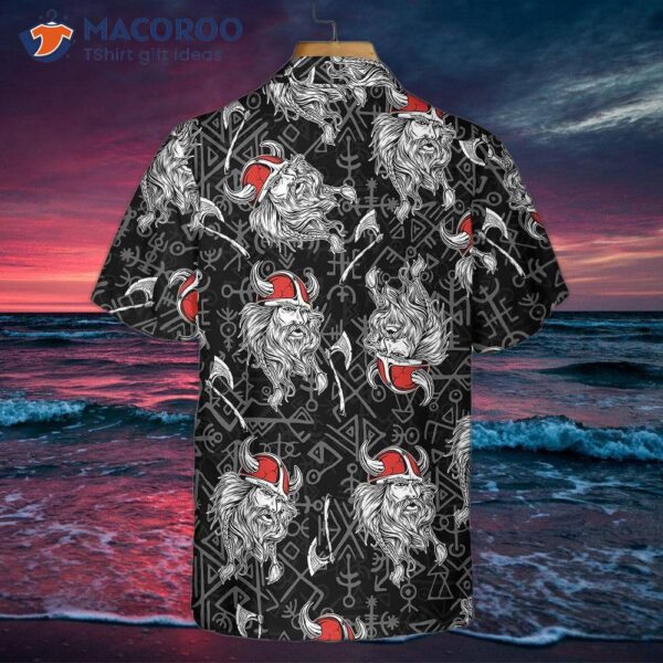 Viking Head Hawaiian Shirt With Seamless Pattern Of God Odin