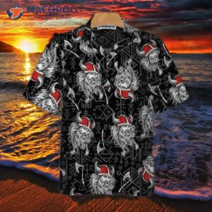 Viking Head Hawaiian Shirt With Seamless Pattern Of God Odin