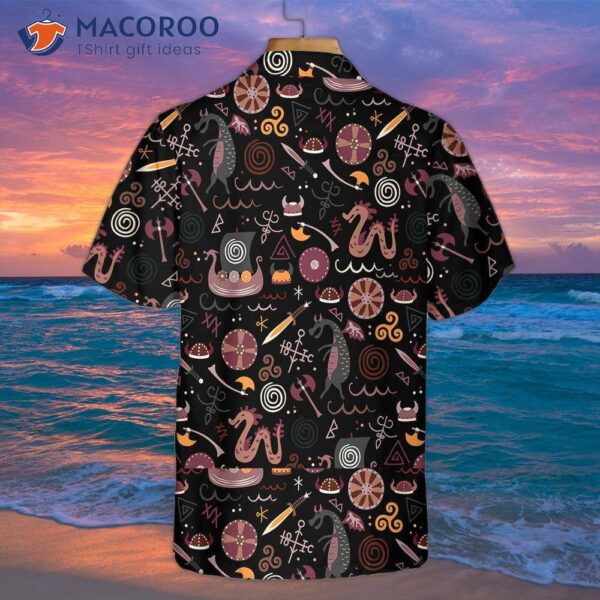 Viking-patterned Hawaiian Shirt, Funny Viking-style Shirt For And