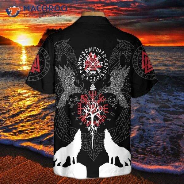 Viking Raven And Wolf Hawaiian Shirt, Short Sleeve Shirt