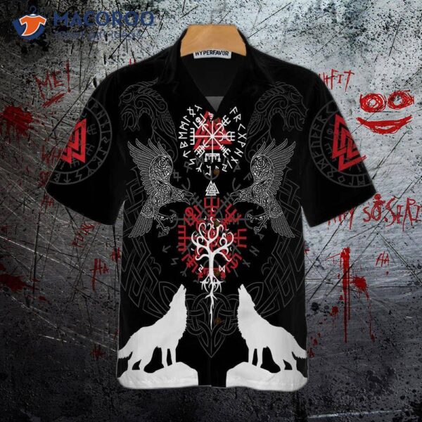 Viking Raven And Wolf Hawaiian Shirt, Short Sleeve Shirt