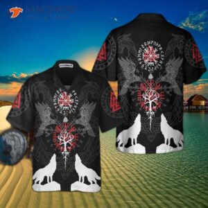 viking raven and wolf hawaiian shirt short sleeve shirt 3