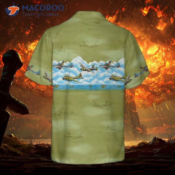Vintage Aircraft Camo Pattern Hawaiian Shirt, Military Aviation Shirt For