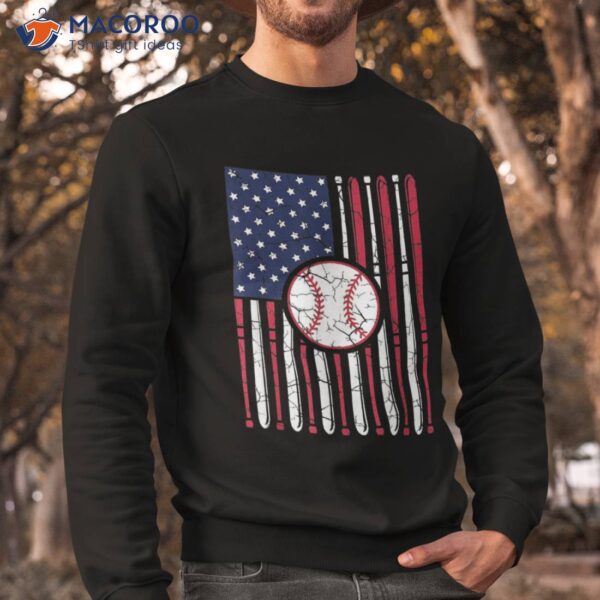 Vintage American Flag Baseball Boys Dad 4th July Shirt