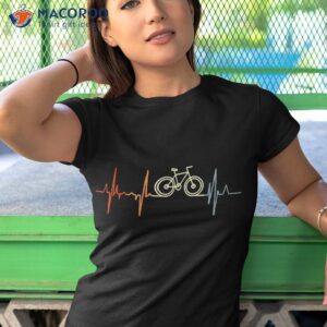 vintage bicycle heartbeat racing cyclist bike pulse line shirt tshirt 1