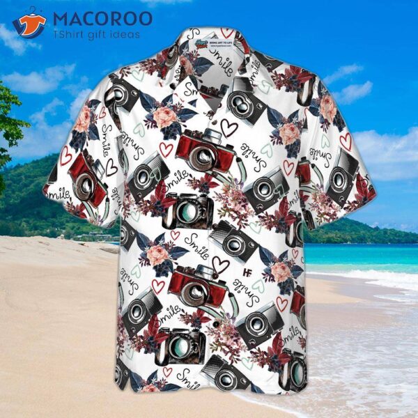 Vintage-camera-patterned Hawaiian Shirt