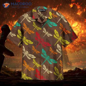 Vintage Colorful Dragonfly Hawaiian Shirts