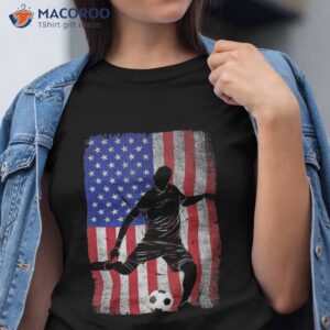 Vintage Funny Soccer Usa Flag Day Happy July 4th Graphics Shirt