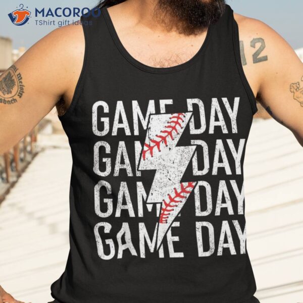 Vintage Game Day Fathers Lightning Bolt Baseball Sport Shirt