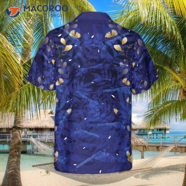 Vintage Gun Blue Hawaiian Shirt For