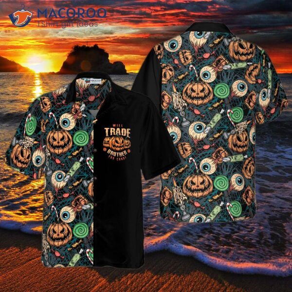 Vintage Halloween Scary Pumpkin Hawaiian Shirt