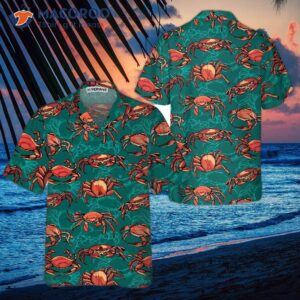 vintage hand drawn crab hawaiian shirt button down shirt for and king gift 0