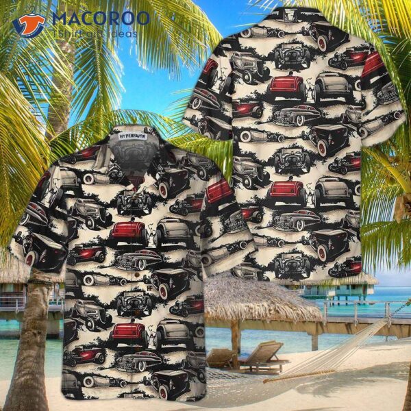 Vintage Hot Rod Hawaiian Shirt, Retro Shirt For