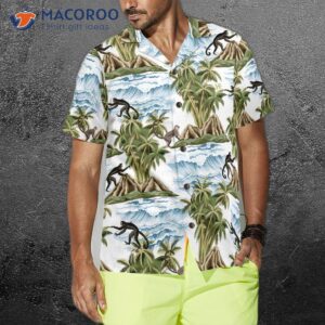 vintage island palm tree monkey hawaiian shirt 2
