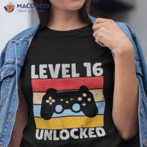 vintage level 16 unlocked 16th birthday anniversary shirt tshirt