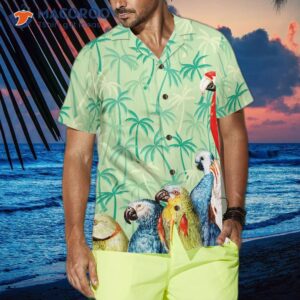 vintage parrot with coconut palm tree hawaiian shirt 2