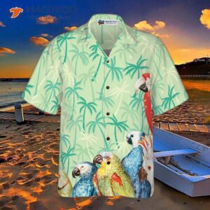 vintage parrot with coconut palm tree hawaiian shirt 3