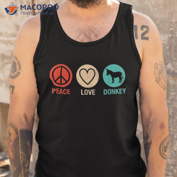 Vintage Peace Love Donkey Heart Graphic Lovers Shirt