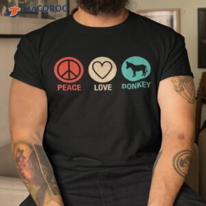 Vintage Peace Love Donkey Heart Graphic Lovers Shirt