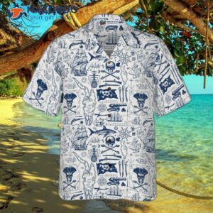 vintage pirate and nautical symbols hawaiian shirt 3