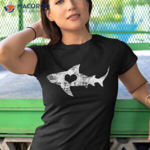 Vintage Shark Silhouette Hammerhead Tiger Heart Shirt