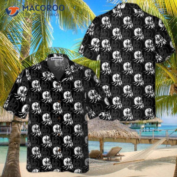 Vintage-style Skull Shell Hermit Crab Seamless Pattern Hawaiian Shirt, Unique Print Shirt