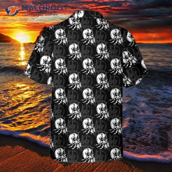 Vintage-style Skull Shell Hermit Crab Seamless Pattern Hawaiian Shirt, Unique Print Shirt