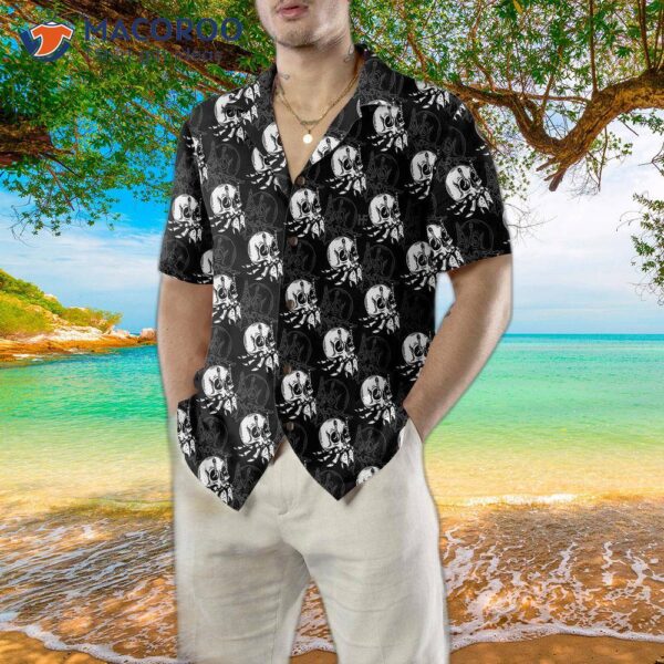 Vintage-style Skull Shell Hermit Crab Seamless Pattern Hawaiian Shirt, Unique Print Shirt