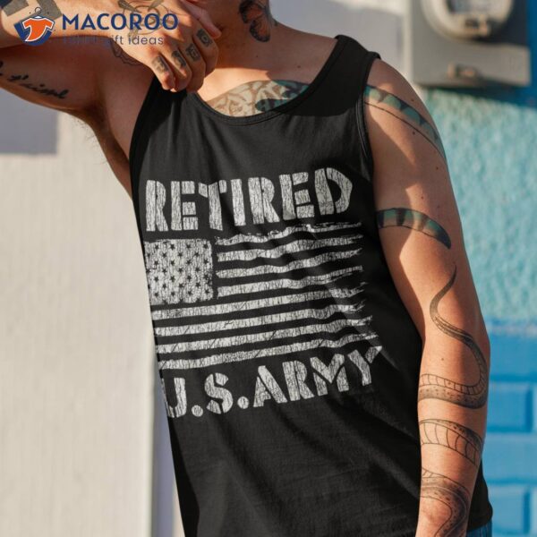 Vintage Usa Flag Family Hero Proud Retired U.s Army Veteran Shirt