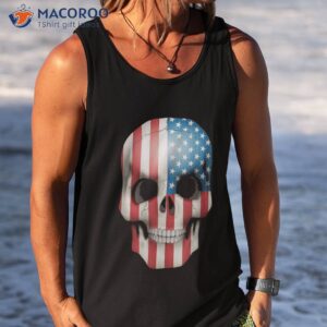 vintage usa flag skull 4th july red white blue stars stripes shirt tank top