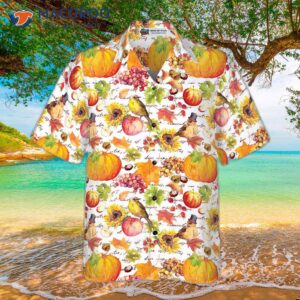 vintage watercolor thanksgiving design hawaiian shirt 3