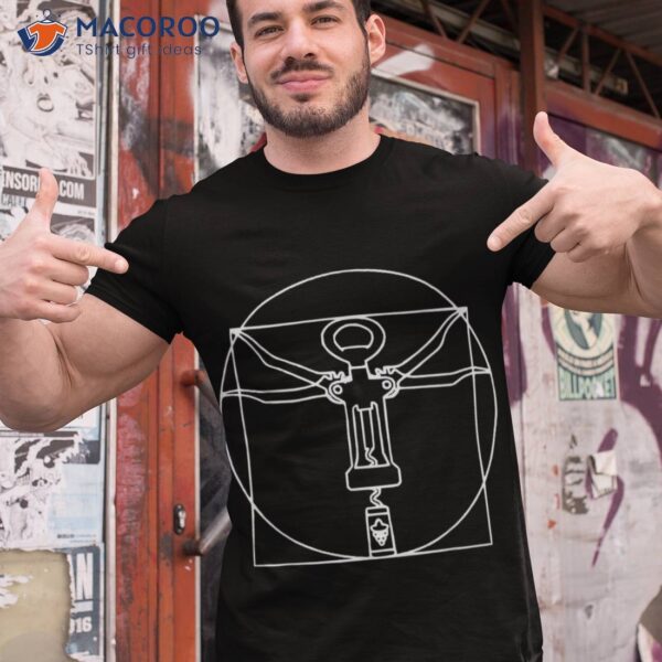 Vitruvian Man Wine Cork Screw Leonardo Da Vinci Shirt