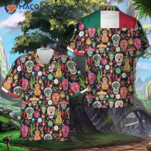 Viva Mexico Day Of The Dead Sugar Skull Hawaiian Shirt, Guitar, And Mexican Shirt: Gift