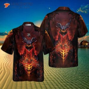 volcanic dragon chest hawaiian shirt 0