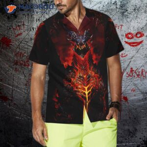 volcanic dragon chest hawaiian shirt 2