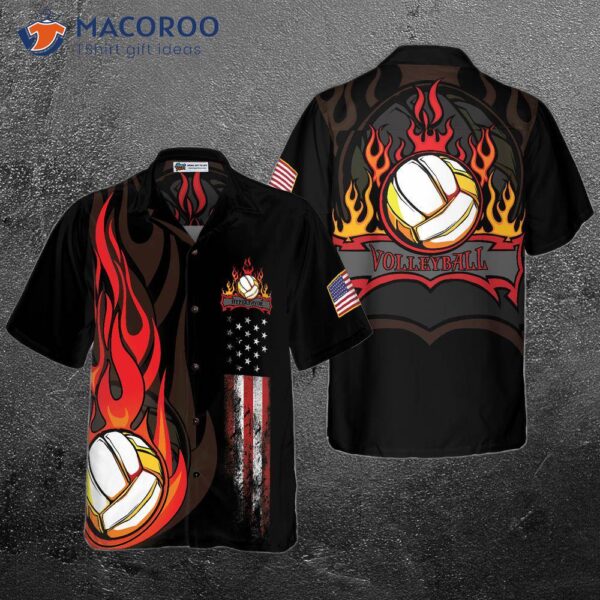 Volleyball-flamed Hawaiian Shirt